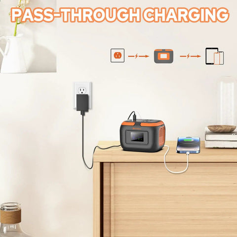 Portable Power Station 120W With 97.6Wh Battery AC Outlet USB C And USB A Ports 12V DC Go To Outdoor Generator Pass-Through Charging