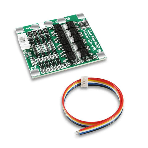 Top Shelf 2 Pack 4S 30A Bms Circuit Board For 14 8V Lithium Ion 18650 Battery Modules with connected wiring and chip details.