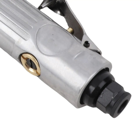 Heavy Duty Right Angle Air Die Grinder With Adjustable Speed Regulator and Beast Mode Tungsten Steel Internals close-up view of body and connector.