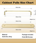 Size chart of 2 Pack Champagne Bronze Cabinet Pulls With Backplates, 7 1/2 Inch Center-to-Center Drawer Handles, zinc alloy material