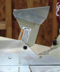 Close-up of the dual post arm on a 10 Inch 15 Amp Compound Miter Saw With Beefy 4600 RPM Motor for precise angled cuts.