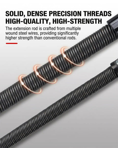 Close-up of One Half Inch Flexible Socket Drill Bit Shaft Extension showing dense precision threads.