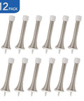 Dang Sturdy 12 Pack Spring Door Stops With Rubber Bumpers, heavy duty satin nickel wall protectors, set of 12.
