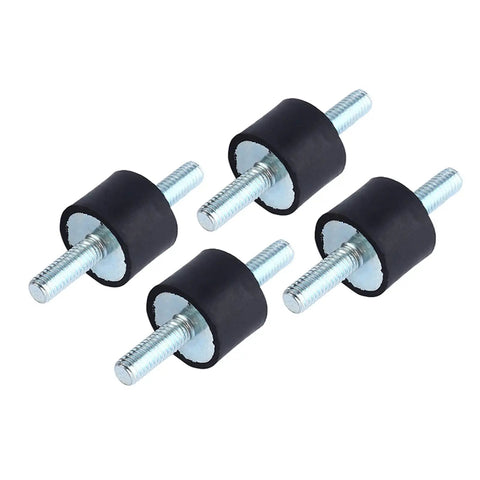 Built Tough Rubber Mount Damper With Metal Bonded Rubber For Vibration Control On Air Compressors And Engine Pumps Reducing Noise Vibration And Shock M8 Threaded Stud Mount Durable Anti Vibration Isolation For Equipment Protection, four black M8 stud mounts