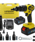 Hifeson 21V Cordless Electric Rivet Gun And Rivet Nut Tool Professional Kit with charger, battery, and multiple heads for fastener repair.