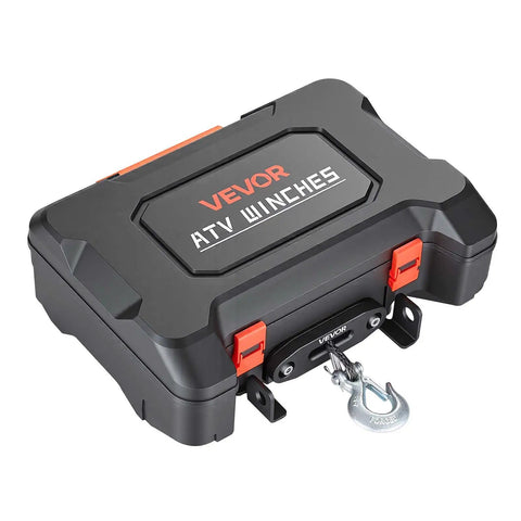 Beefy Portable 4500 Lbs 12V DC Electric Winch With Synthetic Rope Wireless And Wired Remotes Box Style Recovery Kit With Fairlead Clevis Hook And Straps For ATV UTV Off Road Pulling in storage case