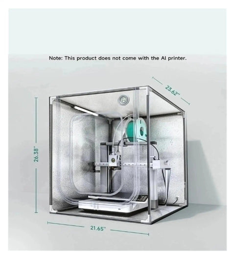 Large Size 3D Printer Enclosure With LED Light For A1 And A1 Mini, Protective Cover And Dust Shield shown with measurements