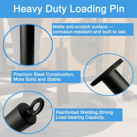 Heavy Duty Loading Pin With Carabiner For 2 Inch Olympic Plates, matte surface, steel, for gym cable systems, anti-slip