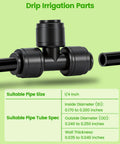 36 Pack Quick Connect One Quarter Inch Hose Tee Fittings For Drip Irrigation Systems In Garden, Farm And Greenhouse No Fuss Push In Connectors UV Resistant Material