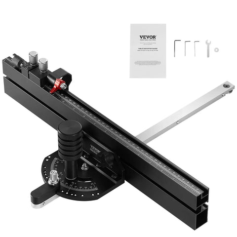 Precision Miter Gauge for Table Saws and Woodworking, aluminum alloy 18-inch grating, 15 angle stops, 3/4 x 3/8 slots