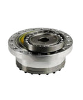Industrial Grade Slick Precision Harmonic Drive Gear Reducer Rig For Nema17 Nema23 Nema34 Stepper Motors, cup-style housing, silver finish.