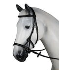 Soft Leather English Side Pull Bitless Bridle With Web Reins Included For Horses, Black, Fully Lined Noseband Neck And Brow Band