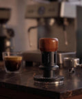 58Mm Espresso Tamper With Self Leveling Base, Spring Loaded And Audible Click, Stainless Ripple Base And Ergonomic Walnut Handle