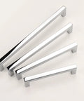 Five Pack Polished Chrome Cabinet Handles For Drawers And Cabinets, Solid Zinc Alloy Square Kitchen Cupboard Pulls, assorted sizes