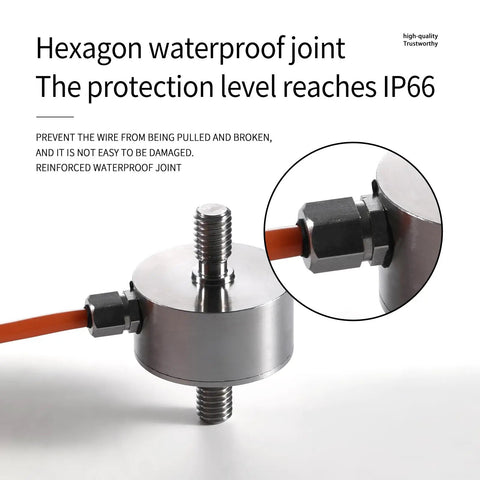 High Precision Load Cell Force Sensor With 0.1 Percent Accuracy In Stainless Steel Built Tough For Tension And Compression For Industrial Weighing And Force Measurement Three Meter Cable From Ten Kg To Two Hundred Kg Capacities, IP66 joint