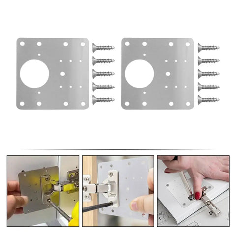Stainless Steel Cabinet Hinge Repair Plates With Screws 6 Pack Frameless Cabinet Fixes Durable No Fuss Do It Yourself Friendly Easy Open