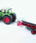 1 16 Scale German Made Hand Crank Conveyor Belt Toy Model With Height Adjustable Chassis And V Shaped Striped Belt in use with toy tractor