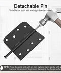 3 Pack Black Exterior Door Hinges 4 Inch With Five Eighth Inch Radius Removable Pin in use with hammer