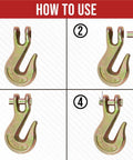 How to use 10 Pack Three Eighths Clevis Grab Hooks Grade 70 For Tow Chains And Wrecker Use Forged Alloy Steel G70 Heavy Duty.