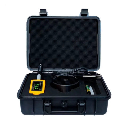Dead Accurate Digital Leeb Pen Type Hardness Meter featuring OLED screen in a protective case with accessories