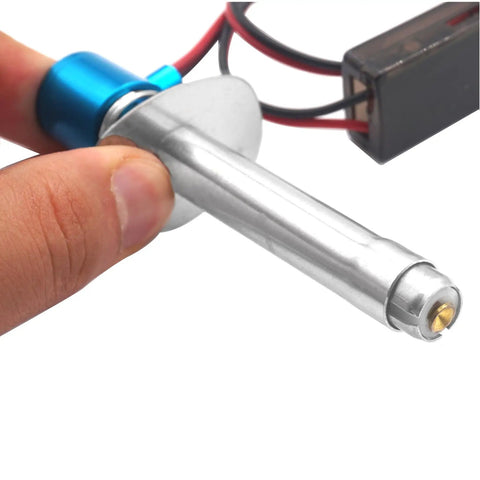 Close-up of RC Glow Plug Starter Igniter For Nitro One Eighth One Tenth Scale Cars Buggies Trucks Boats Blue Upgraded Version No Extra Charger Needed Power Direct From Your Battery For Quick Easy Starts with metal body