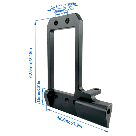 Behind The Axle Servo Mount For 1/10 RC Crawler F10 Portal Axles CNC Aluminum Low CG Front Mount dimensions in inches