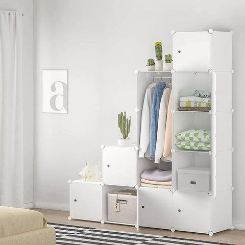 Massive 12 Cube Storage System With 14x18x14 Each For Clothes DIY Closet Organization With Doors in white room setup