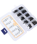 Self Tapping Screws Set Carbon Steel Miniature Screws With Cross Pan Head And Deep Threads 1000Pcs In 10 Sizes Includes Tweezers Storage Box For Glasses Watches Clocks And Toys A Must Have Quick Fix Kit displayed in storage box