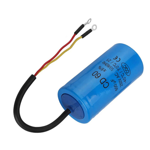 Heavy Duty Cd60 Operating Capacitor 250V Ac For Ac And Motors That Actually Works A Durable Electrical Component To Fix Your Fan And Keep You Cool Without The Headache Today, blue cylindrical capacitor with wires.