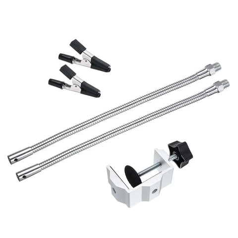 Soldering Helping Hands Clamp Stand With Flexible Gooseneck Arms, Two Rotatable Alligator Clips For PCB Electronics Repair, Assembly, Hobby Welding, Your Go To Workbench Buddy, Durable Silver 10 Inch components