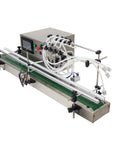 Zero Fuss Automatic Desktop 4 Head Liquid Filling Machine With Digital Controls And Rock Solid Stainless Steel Frame For Slick Dosing Of Drinks Beauty Products And Syrups 110V, viewed from the side, showing digital controls and hoses.
