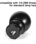 2 Pack Black Lamp Finials And Shade Toppers With Oil Rubbed Metal Nut Screw Cap Ball Knob Topper for lamps, 1/4-28M thread.