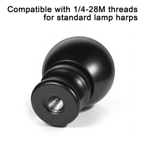 2 Pack Black Lamp Finials And Shade Toppers With Oil Rubbed Metal Nut Screw Cap Ball Knob Topper for lamps, 1/4-28M thread.
