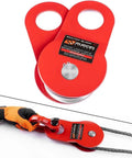10 Ton Heavy Duty Offroad Snatch Block For Winches, 22,000 Lbs Capacity, Towing Pulley Block, Recovery Accessory For Trucks And Trailers, Compatible With Synthetic Rope Or Steel Cable Up To Two Fifths Inch Diameter, red steel