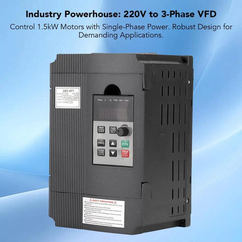 1.5KW 220V VFD Inverter For Spindle Motor Speed Control, Plug And Play Single Phase To Three Phase Output, 0-400 Hz Frequency Converter