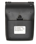 Back view of the Blazing Fast 58mm Thermal Label Printer, Compact Desktop Receipt Machine with model details and power supply.