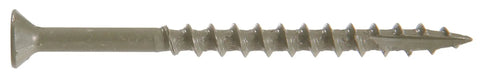 Green Coated Square Drive Deck Screws 3 Inch Flat Head Professional Grade Fasteners 250 Pack shown from side.