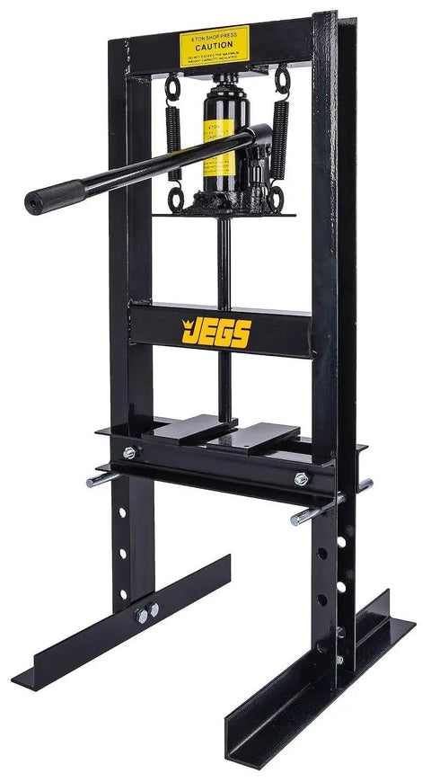 Beefed Up 6 Ton Hydraulic Shop Press With Lever Action Bench Top Design 18 Inch Working Range Includes 2 Press Plates Open Frame Back Steel