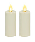 Outdoor Flameless LED Votive Candle Set of 2, Ivory 1.5 x 4 Inches, Moving Flame, Battery Operated, Timer, Remote Ready