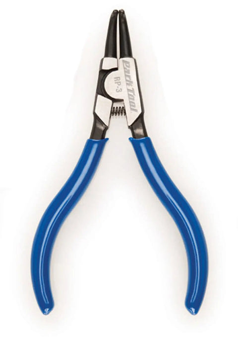 1.3Mm Bent External Snap Ring Pliers with return spring and blue vinyl dip grips in blue for medium external rings.
