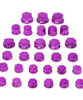 Purple 30 Piece Motorcycle Bolt Cap Covers Assortment Kit With Hex Head Dome Caps For Engine Frame And Fairing Protection Fits Kawasaki Honda Suzuki Dirt Bikes Chrome Plated Plastic Finish, 30 purple caps