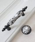 Six Pack 3 Inch Ceramic Drawer Knobs Black And White Rustic Style Drawer Pulls For Kitchen Cabinets And Furniture Hardware With 3 Inch Hole Centers And 5 Inch Total Length