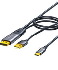 DisplayPort To USB-C Cable With Power Delivery For 4K Video And Audio From PC To USB-C Monitors Or AR Glasses, 6.6ft, close-up view