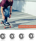 608-2RS skateboard bearings, four shown, steel with double rubber seals, 8x22x7mm; side view of a skateboarder.