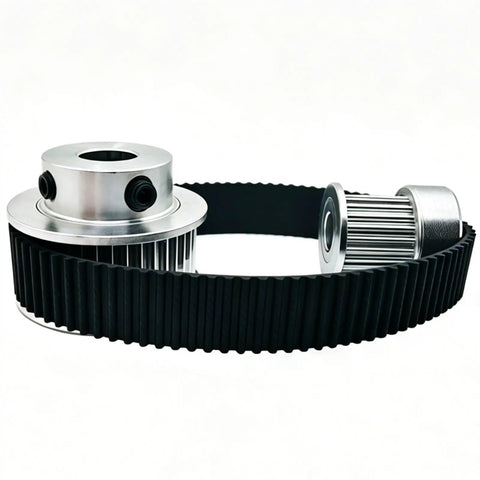 Super Cool 2GT Timing Pulley Set With 2 To 1 Ratio Perfect For Your DIY Projects Featuring Double Flange Design And Multiple Bore Sizes Like 4mm 6.35mm And Up To Include Long 600mm Belt Widths That Make Everything Run Smooth As Butter. 20T 40T aluminum pulleys with 10mm belt