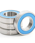 Cartridge Bearings 15x28x7mm Set For Bikes With Blue Chrome Steel Sealed Grease Full Balls 6902 Style Heavy Duty Hubs Pivot Replacement No Retainer Durable Bearing Kit 4 Pieces, blue sealed bike bearings