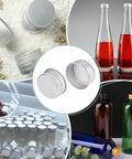 36 Pack Silver Aluminum Seal Screw Caps for Round Steel Tins with Plastisol PE Liner, bottles and jars display