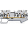 Ten Pack DIN Rail Terminal Block 4 Wire 2.5mm2 Spring Clamp Connector 300V ST 2.5 Quattro Green Heavy Duty