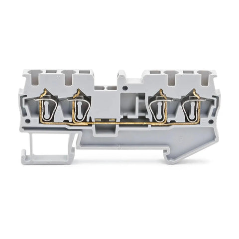 Ten Pack DIN Rail Terminal Block 4 Wire 2.5mm2 Spring Clamp Connector 300V ST 2.5 Quattro Green Heavy Duty