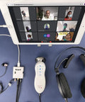 Tablet setup with MAI Mini Mobile Audio Interface With Zero Latency Monitoring And High Fidelity Headphone Output for portable recording.